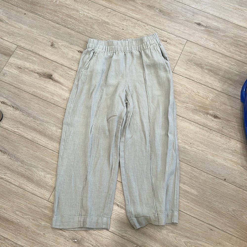 linen green pants